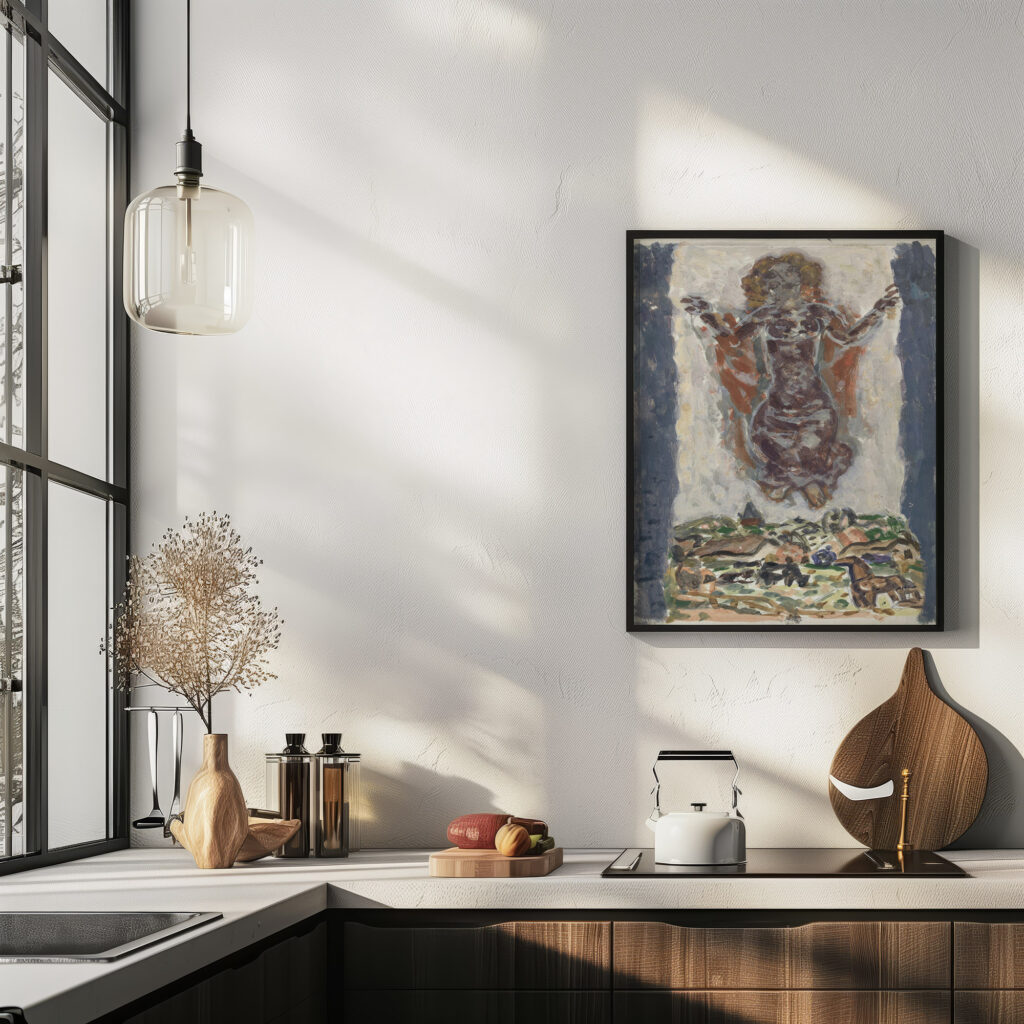 Dansende vrouwenfiguur boven een landschap 1891 Leo Gestel 6 mockup
