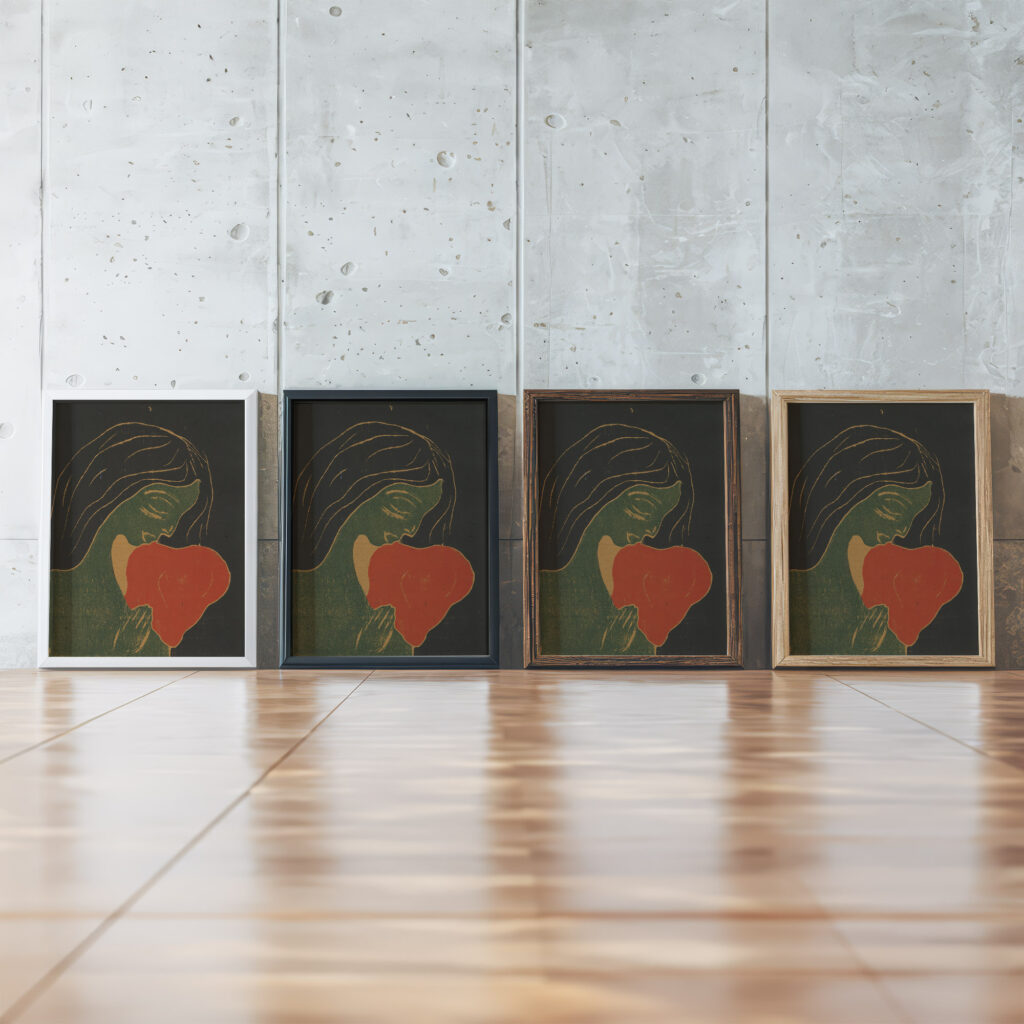 Das Herz 1899 Edvard Munch framed posters mockup