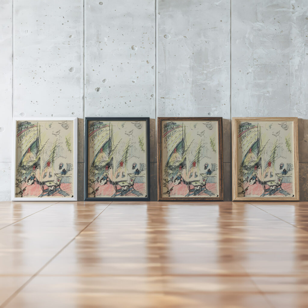 Das leere Cafe The Empty Cafe 1918 Walter Gramatte framed posters mockup