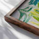 Davoser Landschaft mit Bergbauern 1919 Ernst Ludwig Kirchner close up dark wood mockup