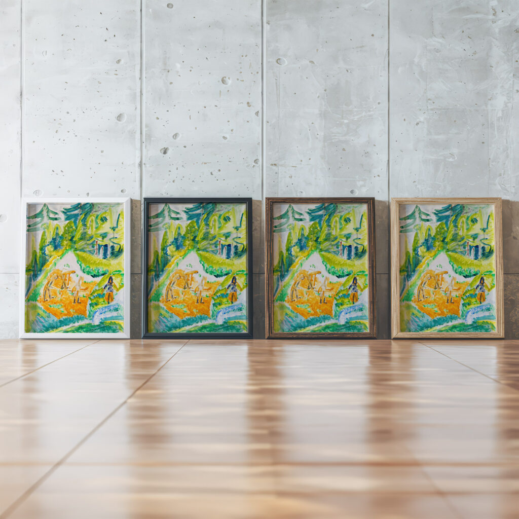 Davoser Landschaft mit Bergbauern 1919 Ernst Ludwig Kirchner framed posters mockup