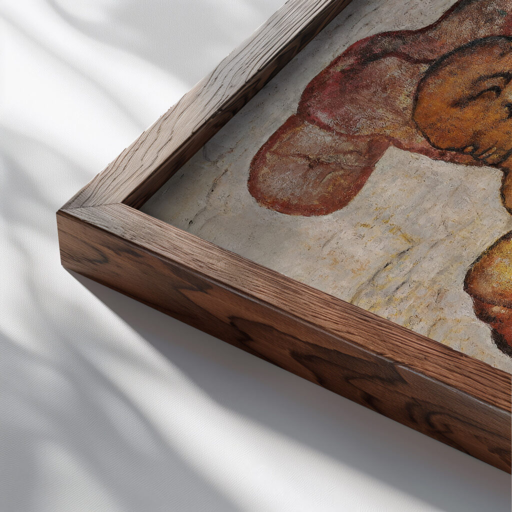 De Bevrijding The Liberation 1929 Frits van den Berghe close up dark wood mockup