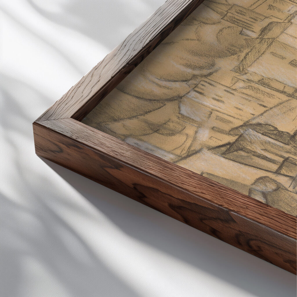 De haven van Mallorca 1914 Leo Gestel close up dark wood mockup