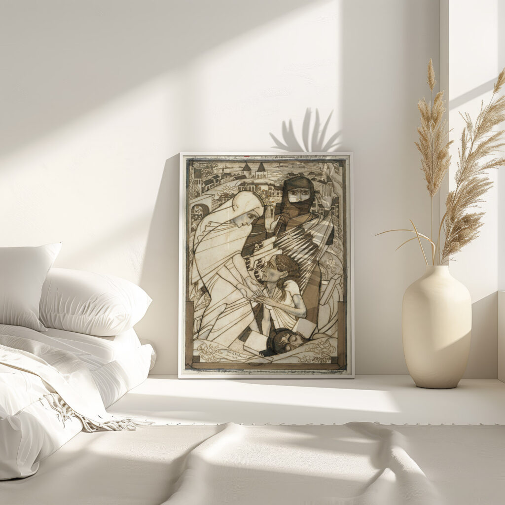 De hulpverlening tijdens de watersnood van 1926 symbolisch voorgesteld 1926 Jan Toorop 4 mockup