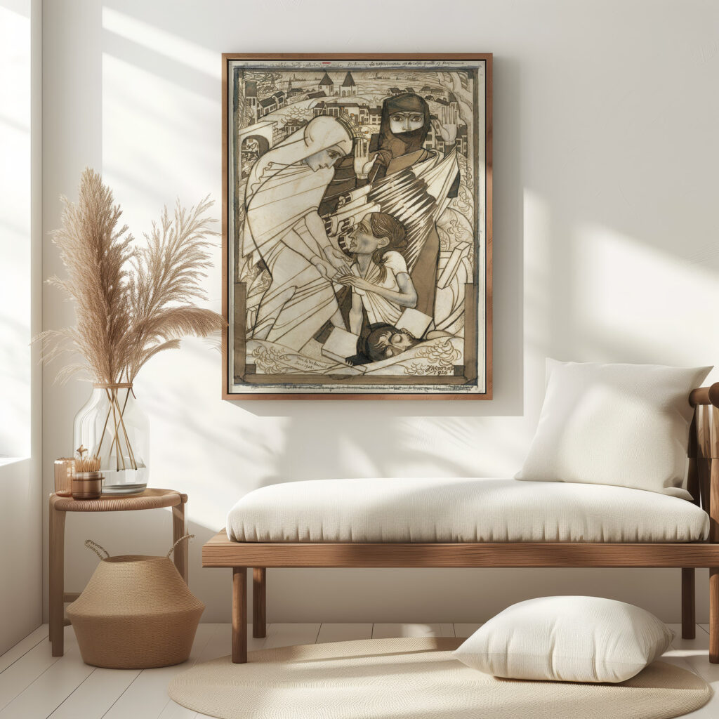 De hulpverlening tijdens de watersnood van 1926 symbolisch voorgesteld 1926 Jan Toorop 5 mockup