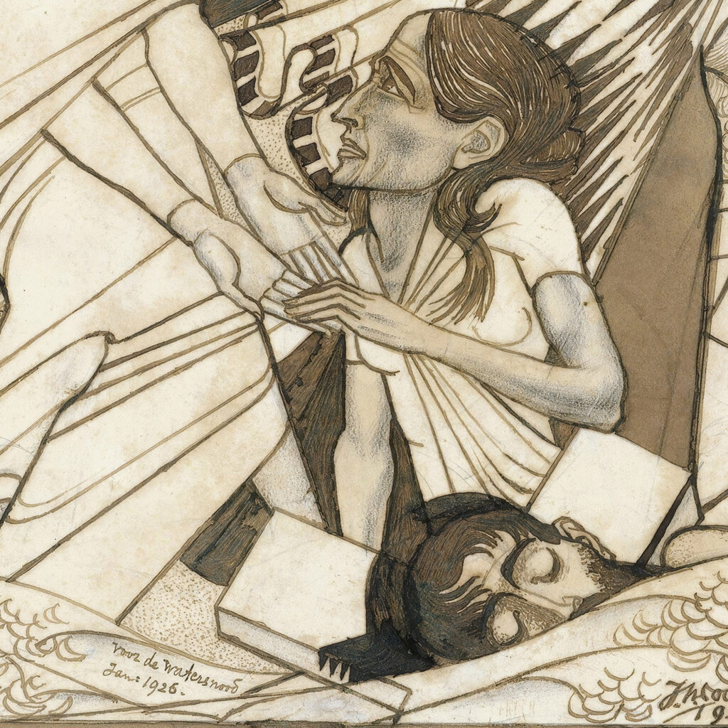 De hulpverlening tijdens de watersnood van 1926 symbolisch voorgesteld 1926 Jan Toorop 8 mockup