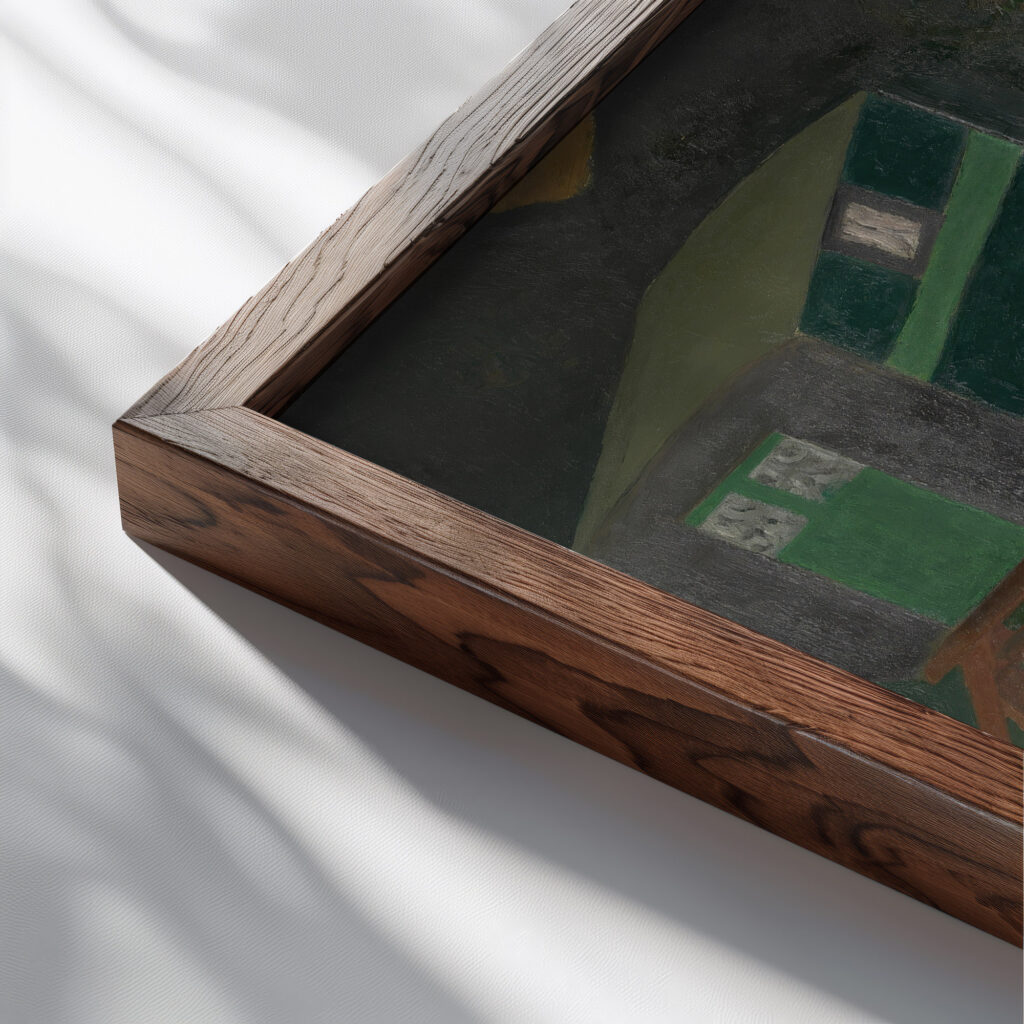 De idioot bij de vijver 1926 Frits van den Berghe close up dark wood mockup