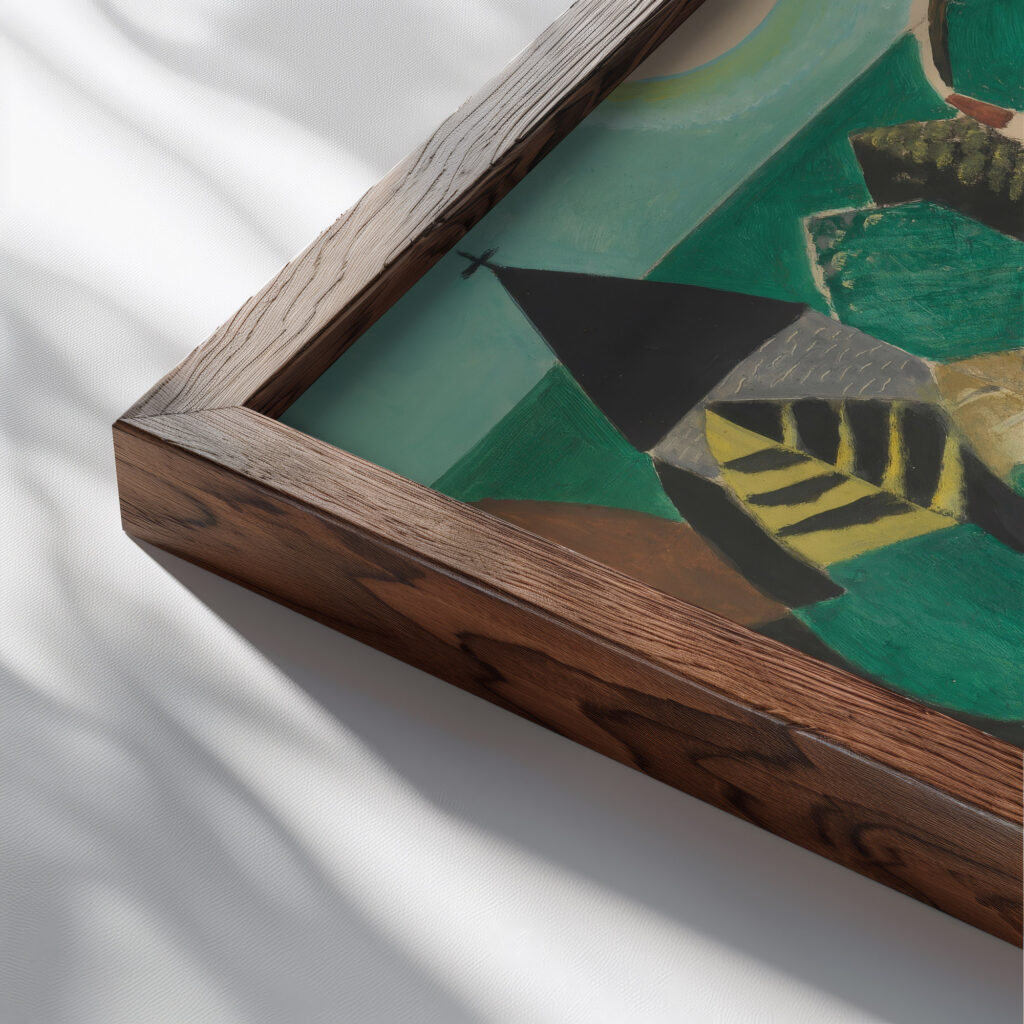 De kunstenaar en zijn vrouw bij maanlicht 1927 Gustave De Smet close up dark wood mockup