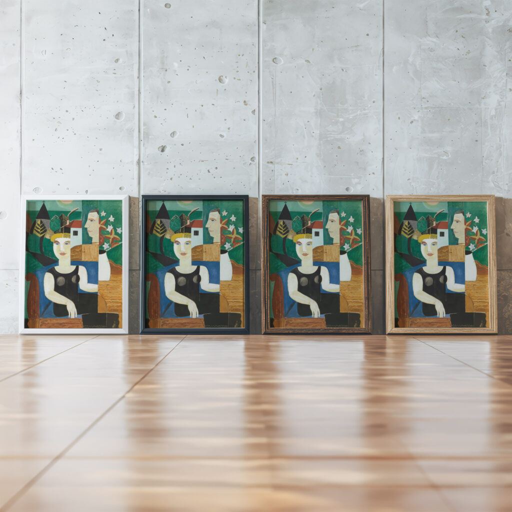 De kunstenaar en zijn vrouw bij maanlicht 1927 Gustave De Smet framed posters mockup