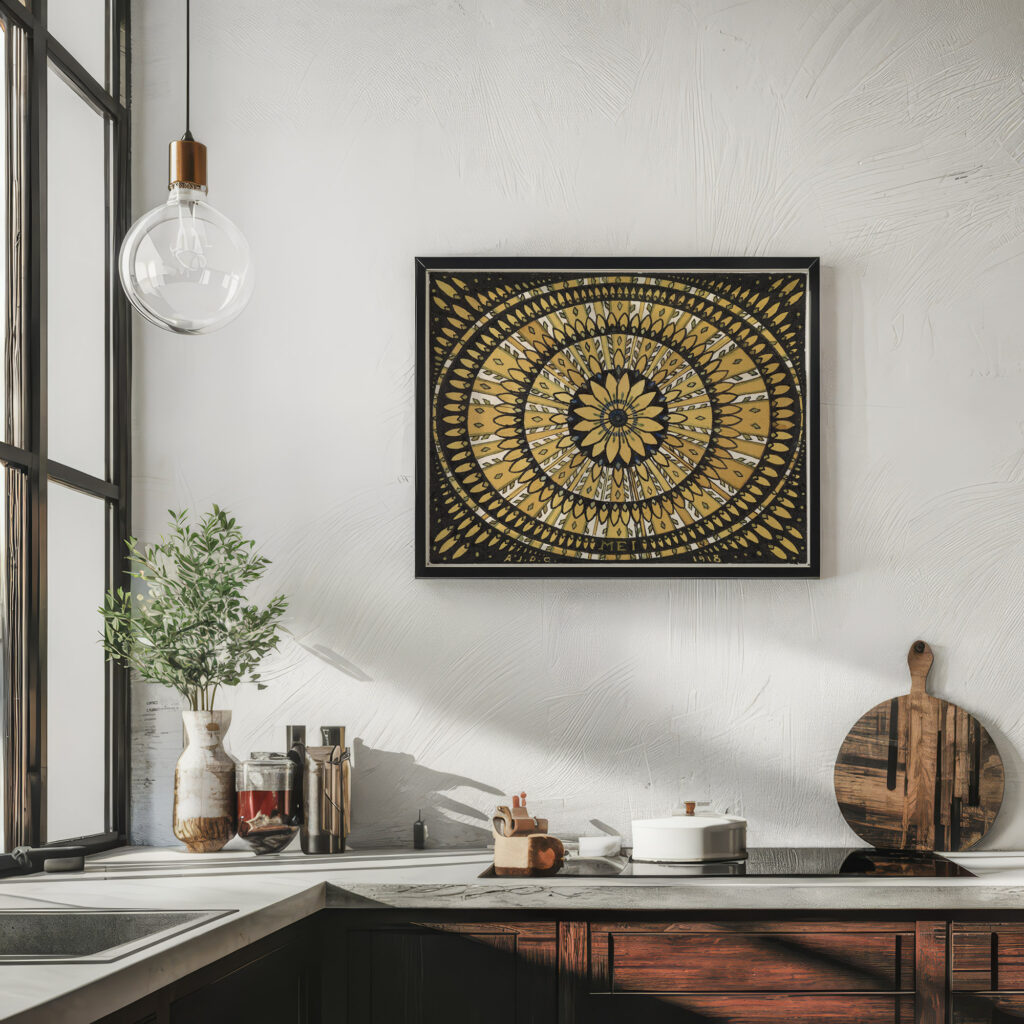 De maand Mei rozet met gestileerde bladen 1918 Julie de Graag 6 mockup