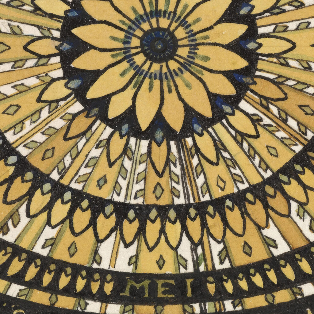 De maand Mei rozet met gestileerde bladen 1918 Julie de Graag 8 mockup