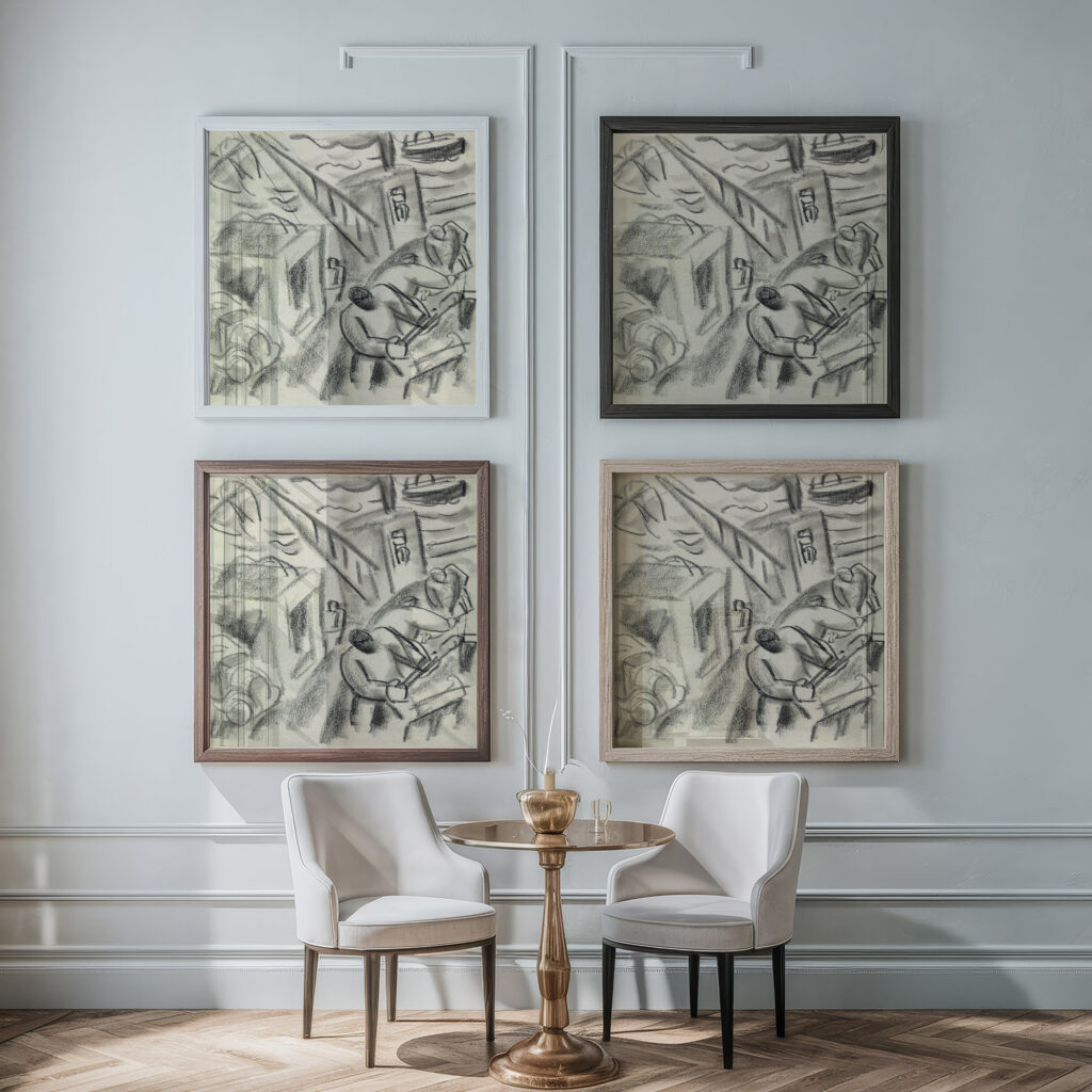 De visvangst op zee 1891 Leo Gestel framed posters mockup
