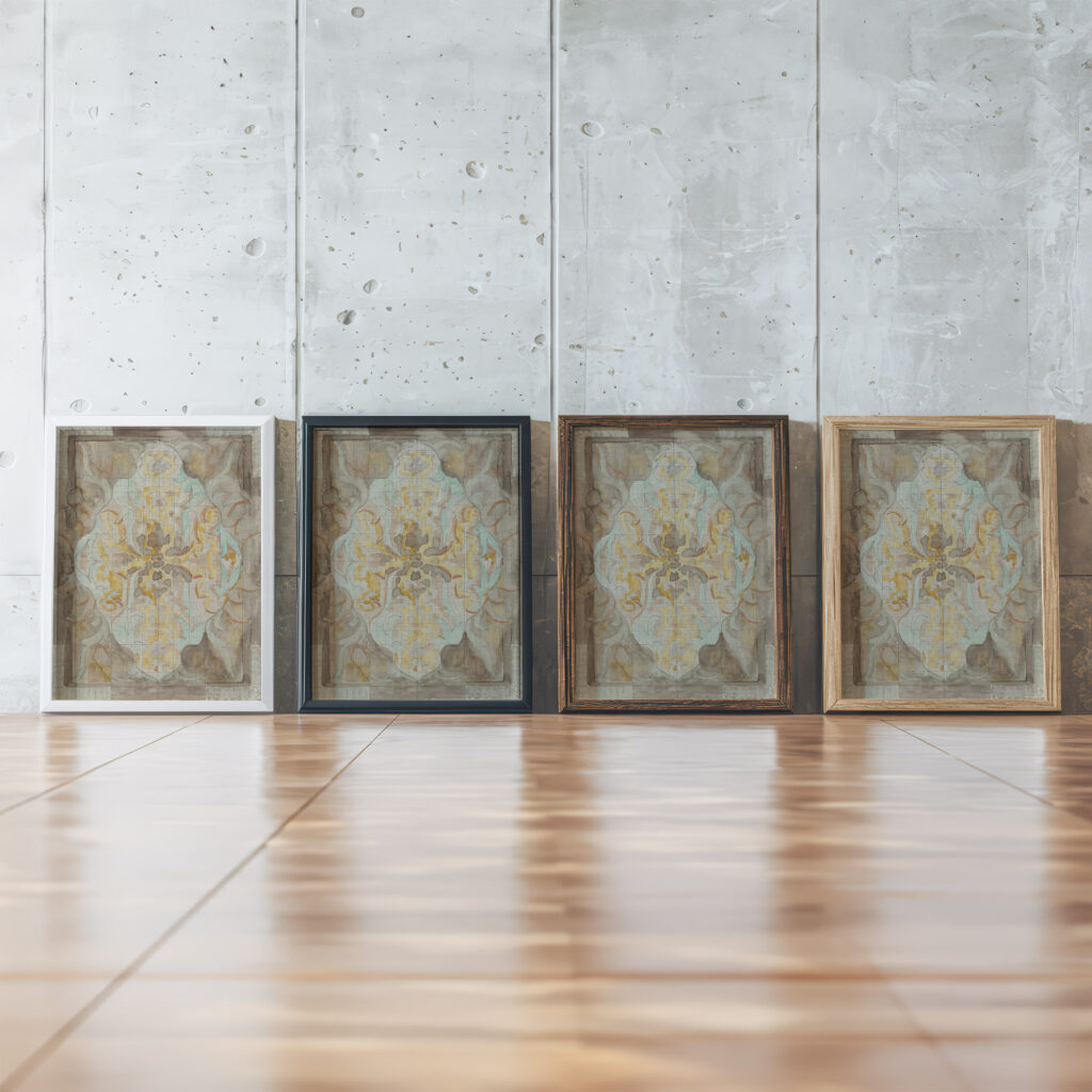 Decoratief ontwerp 1874 Carel Adolph Lion Cachet 8 framed posters mockup