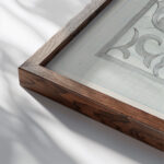 Decoratief ontwerp 1874 Carel Adolph Lion Cachet 9 close up dark wood mockup