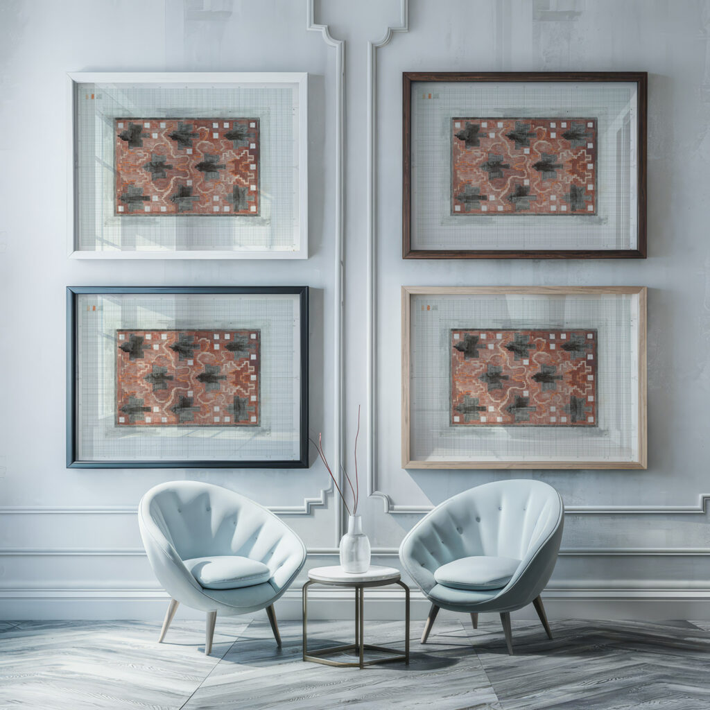 Decoratief ontwerp in rood en zwart 1874 Carel Adolph Lion Cachet framed posters mockup