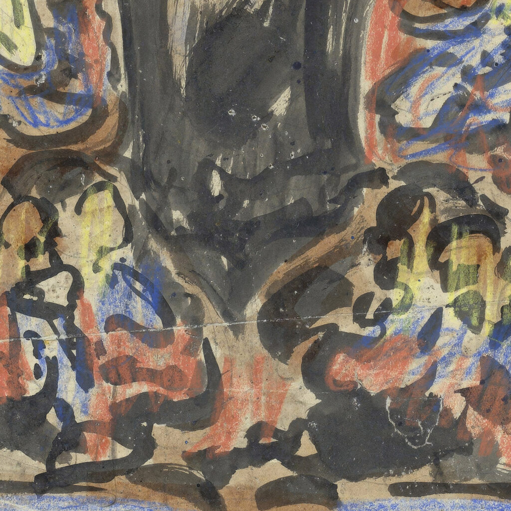 Decoratief ontwerp met bovenaan twee herauten 1874 1945 Carel Adolph Lion Cachet 8 mockup