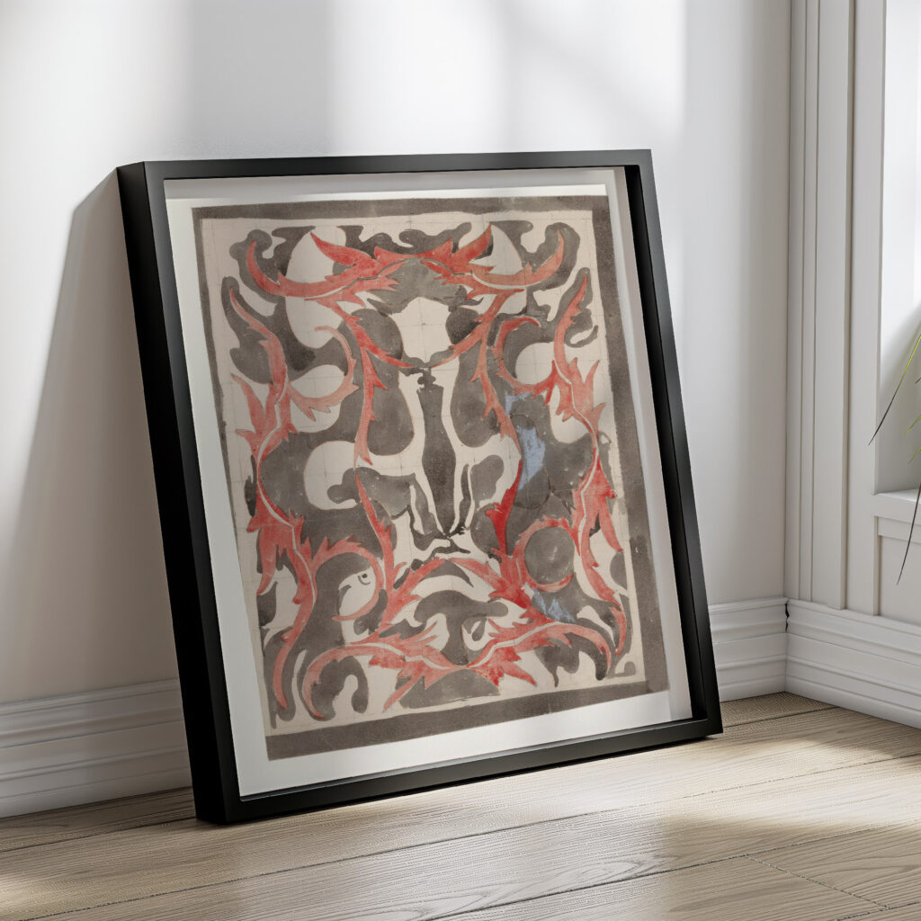 Decoratief ontwerp met diermotieven 1874 Carel Adolph Lion Cachet 4 mockup