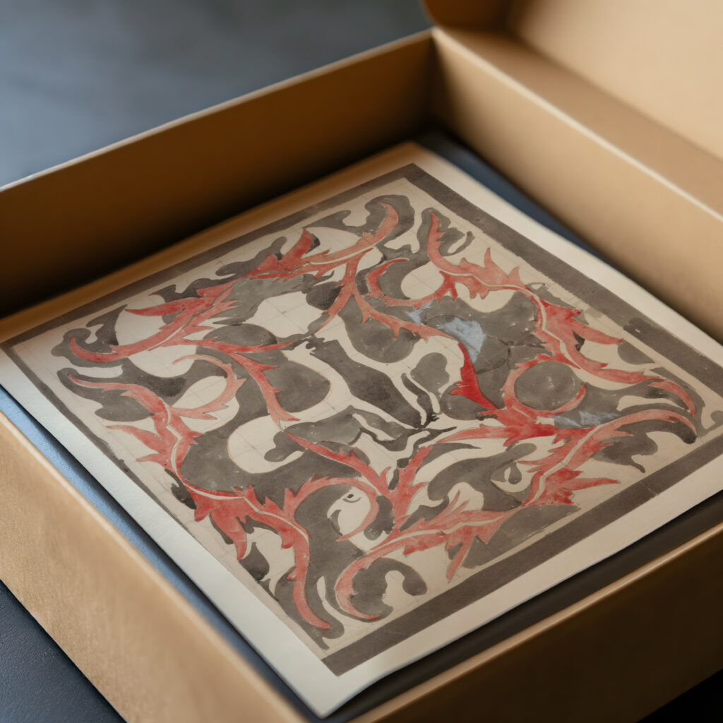 Decoratief ontwerp met diermotieven 1874 Carel Adolph Lion Cachet video mockup