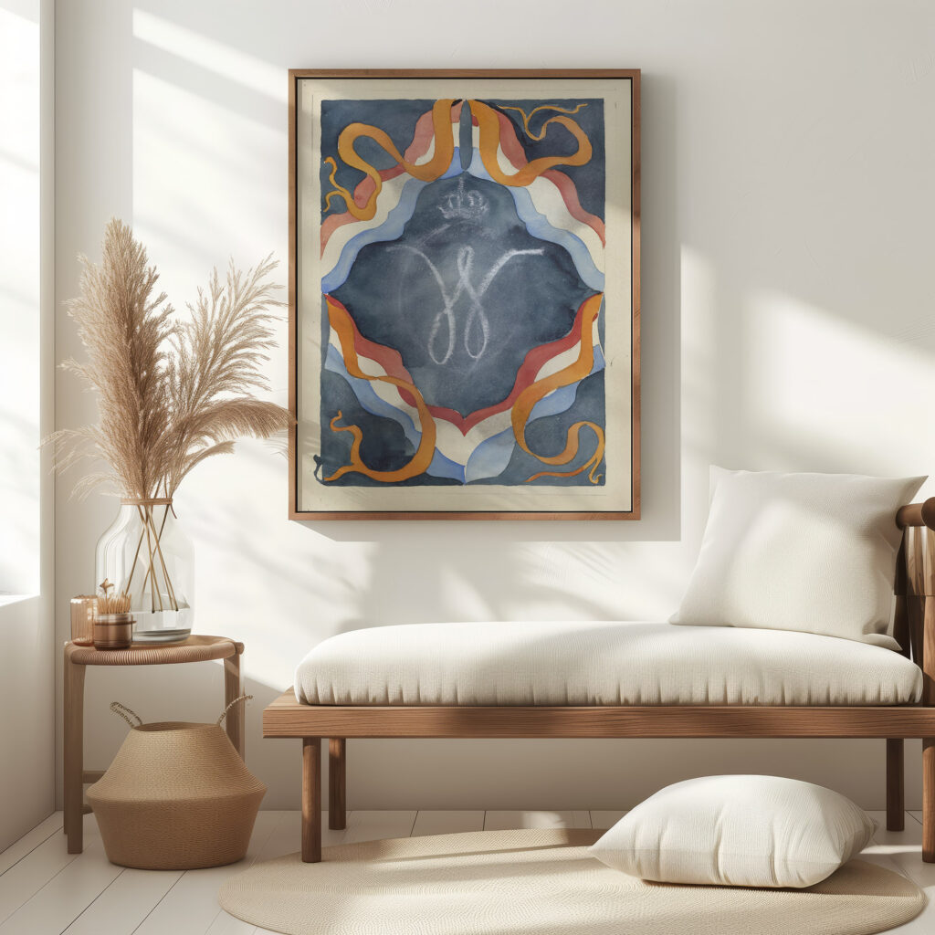 Decoratief ontwerp met gekroonde W en nationale kleuren 1874 1945 Carel Adolph Lion Cachet 5 mockup