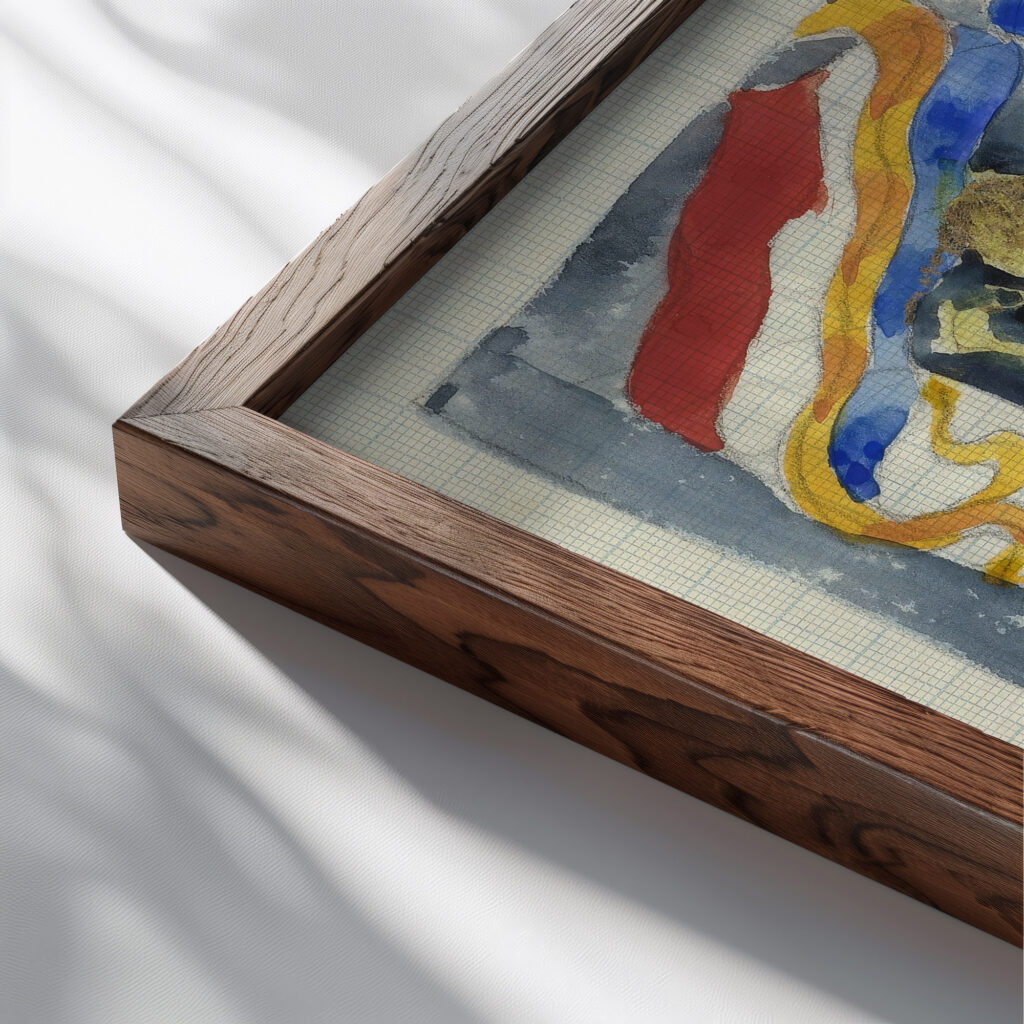 Decoratief ontwerp met het rijkswapen vlaggen en vaandels 1874 1945 Carel Adolph Lion Cachet close up dark wood mockup