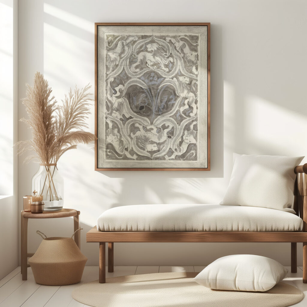 Decoratief ontwerp met leeuwen 1874 Carel Adolph Lion Cachet 5 mockup