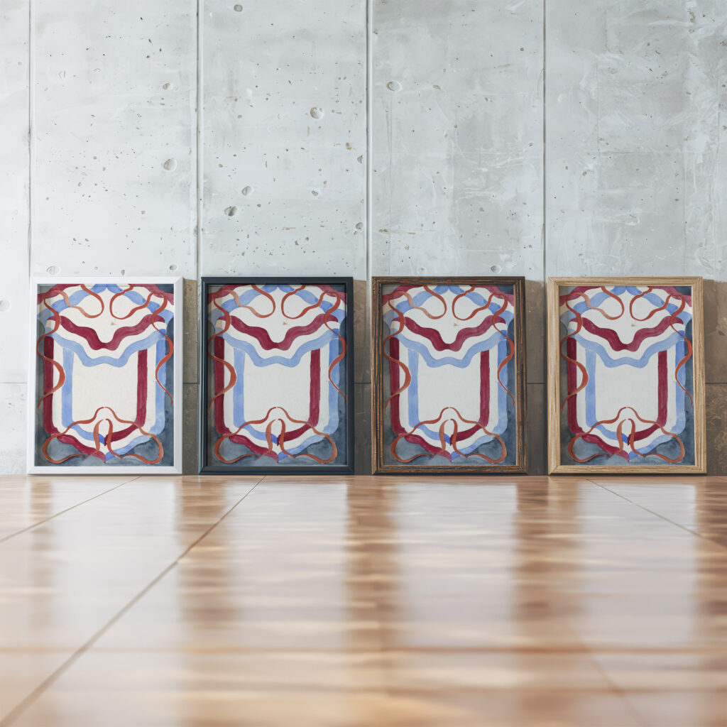 Decoratief ontwerp met letter W 1874 Carel Adolph Lion Cachet framed posters mockup