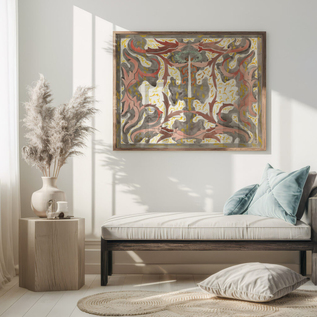 Decoratief ontwerp met opstaande degen 1874 Carel Adolph Lion Cachet 5 mockup