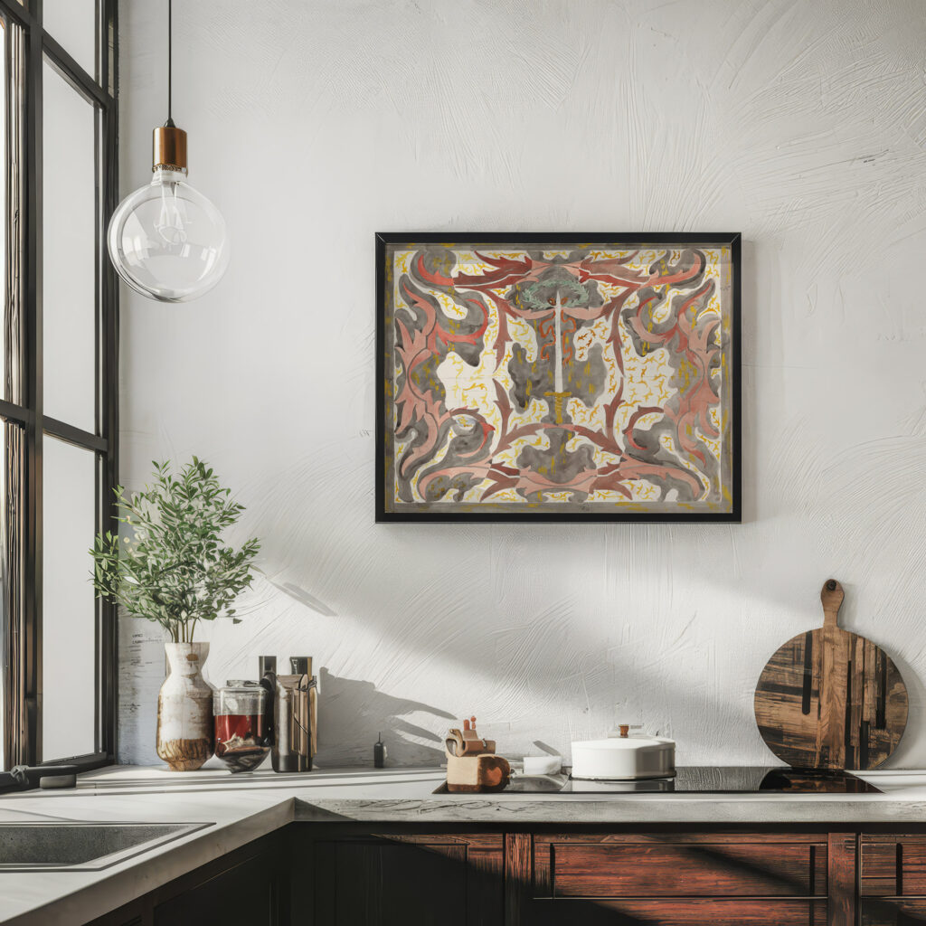 Decoratief ontwerp met opstaande degen 1874 Carel Adolph Lion Cachet 6 mockup