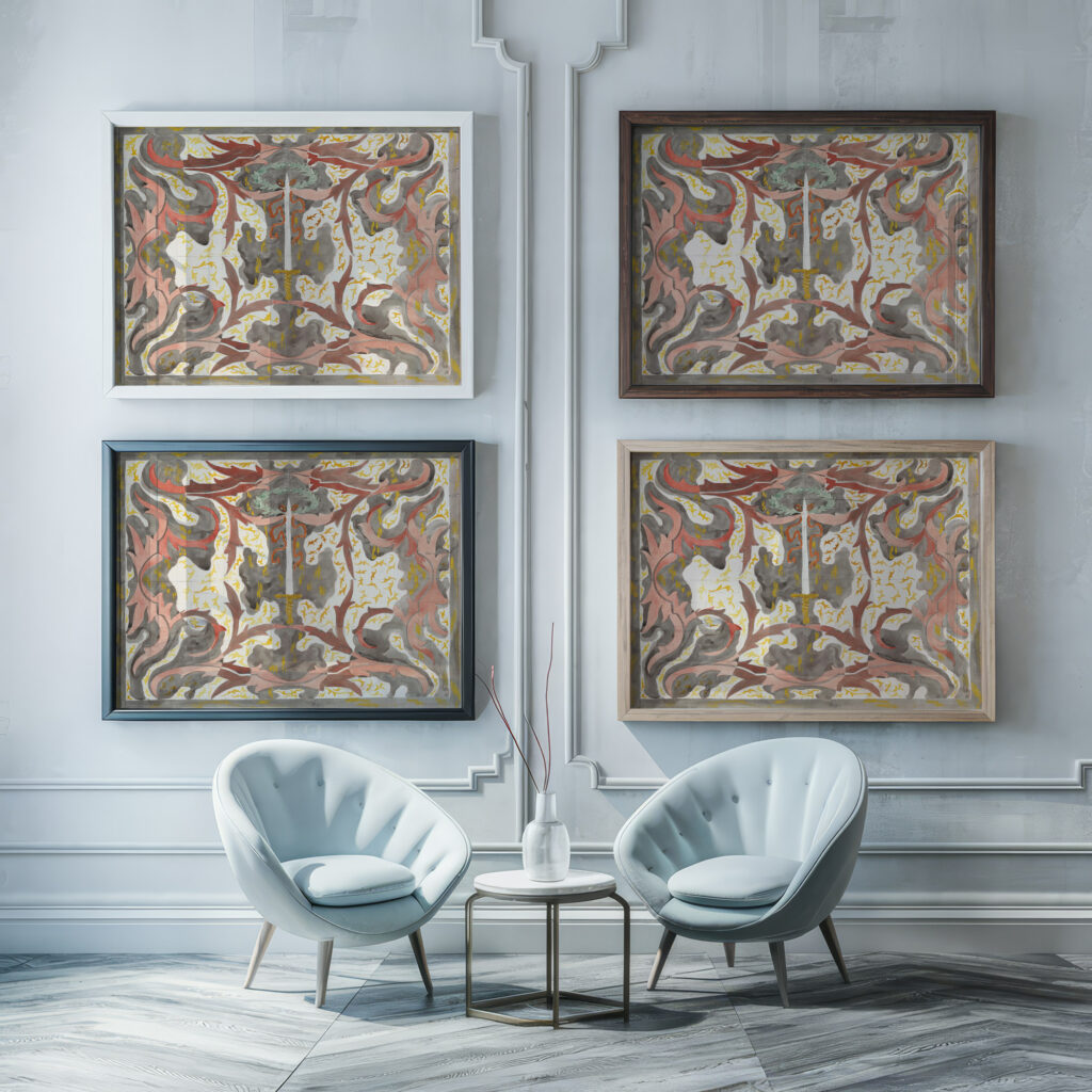 Decoratief ontwerp met opstaande degen 1874 Carel Adolph Lion Cachet framed posters mockup