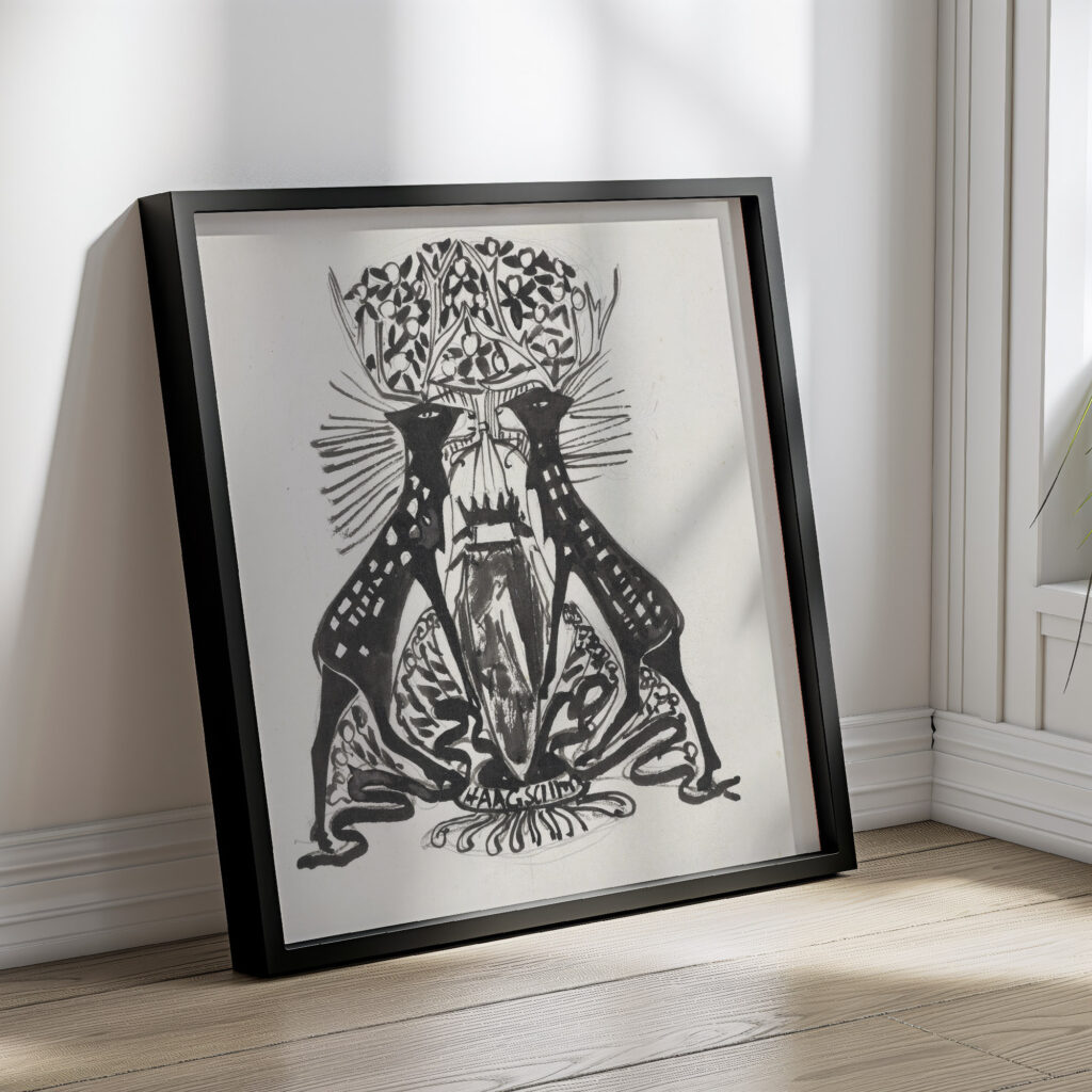 Decoratief ontwerp met twee staande herten 1874 Carel Adolph Lion Cachet 4 mockup