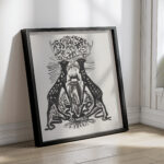 Decoratief ontwerp met twee staande herten 1874 Carel Adolph Lion Cachet 4 mockup