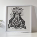 Decoratief ontwerp met twee staande herten 1874 Carel Adolph Lion Cachet 5 mockup