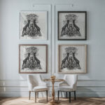 Decoratief ontwerp met twee staande herten 1874 Carel Adolph Lion Cachet framed posters mockup