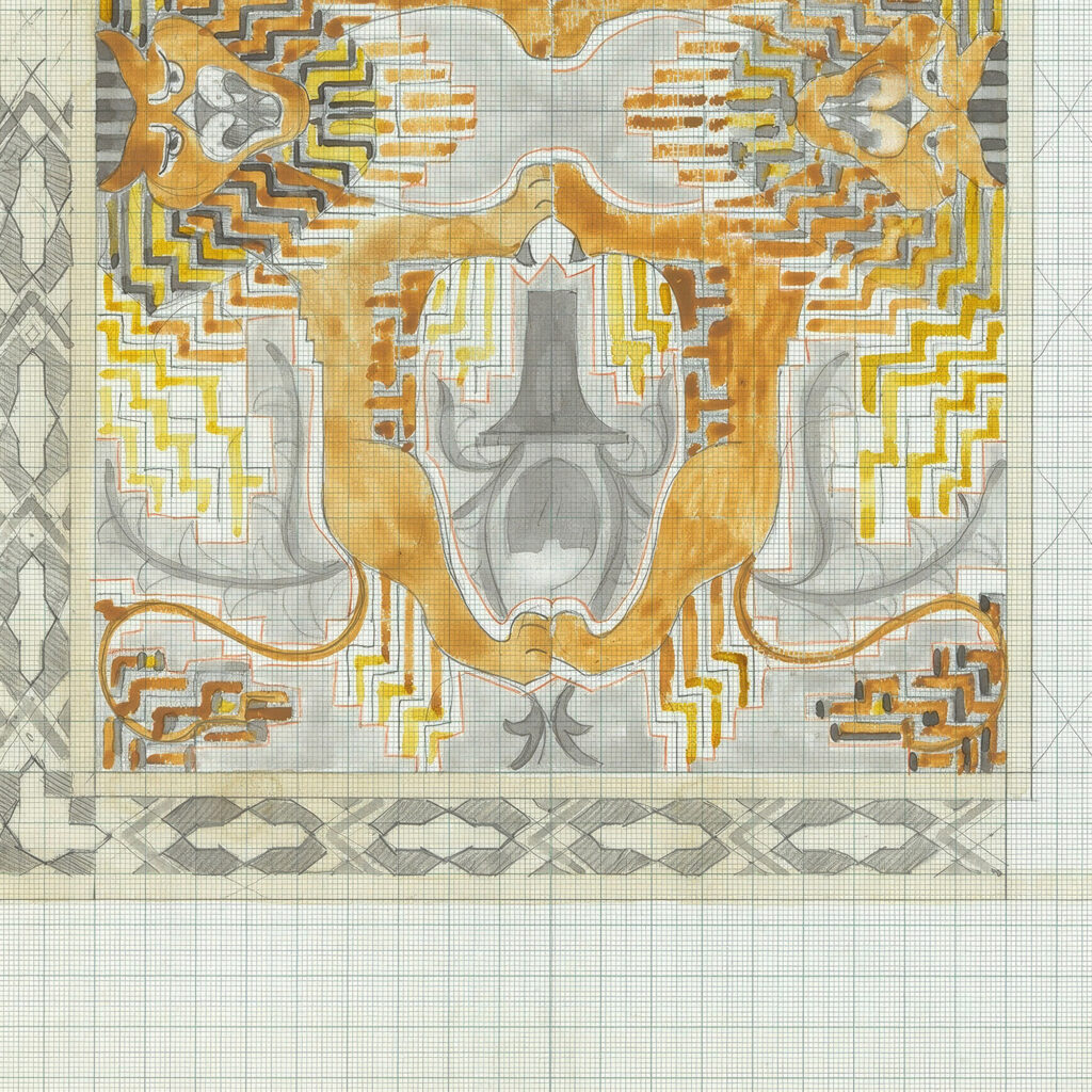 Decoratief ornament met vier leeuwen met twee koppen 1874 Carel Adolph Lion Cachet 8 mockup