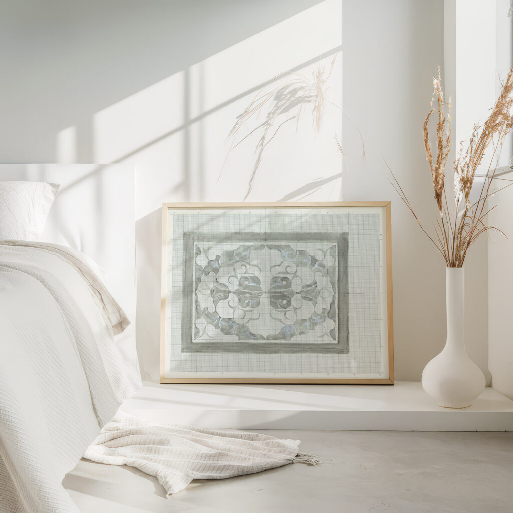 Decoratieontwerp in grijs en wit 1874 Carel Adolph Lion Cachet 4 mockup