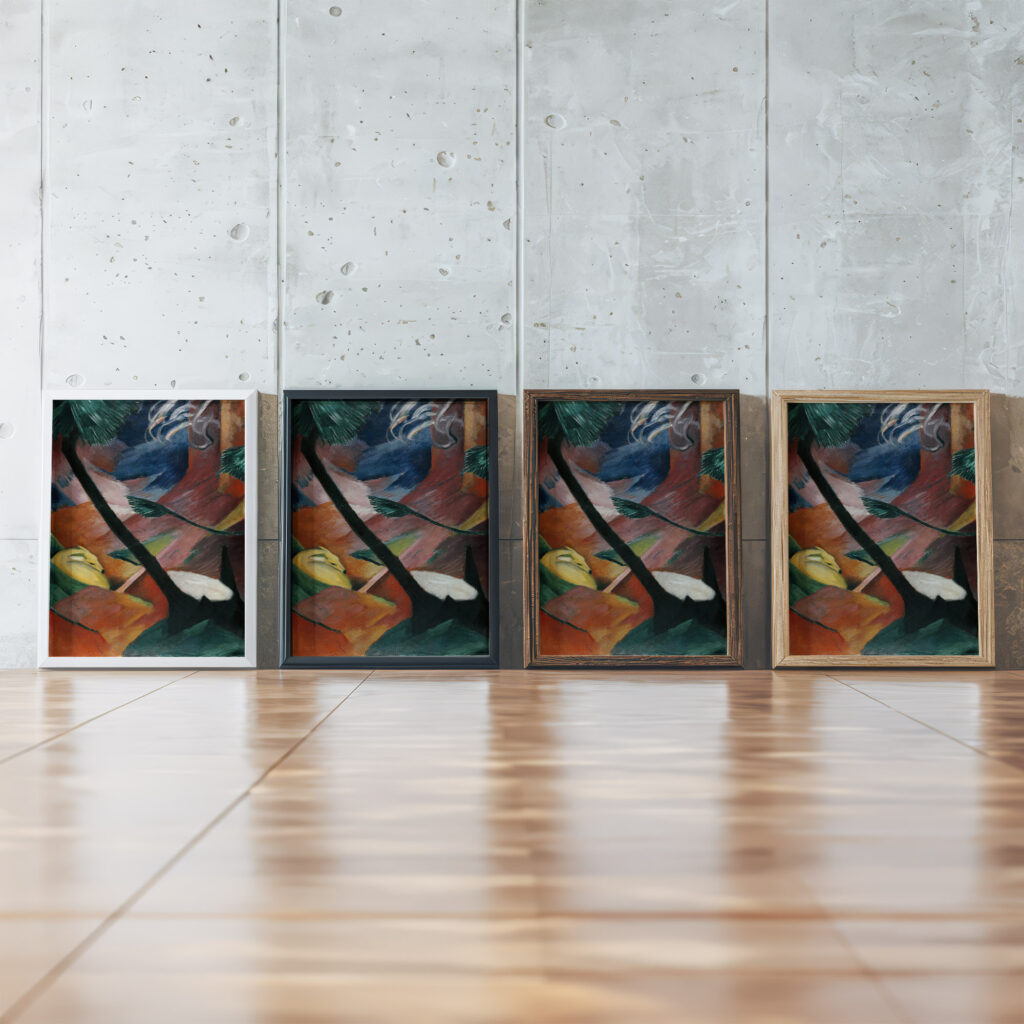 Deer in the Forest II 1912 Franz Marc framed posters mockup