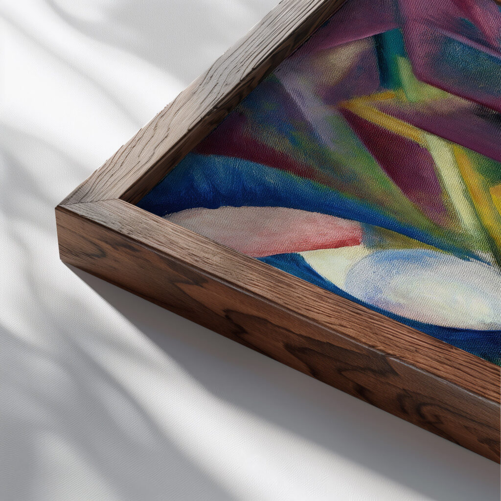 Deer in the monastery garden 1912 Franz Marc close up dark wood mockup