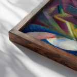 Deer in the monastery garden 1912 Franz Marc close up dark wood mockup