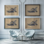 Delfiny vo vlnach 1940–1944 Jan Novak framed posters mockup