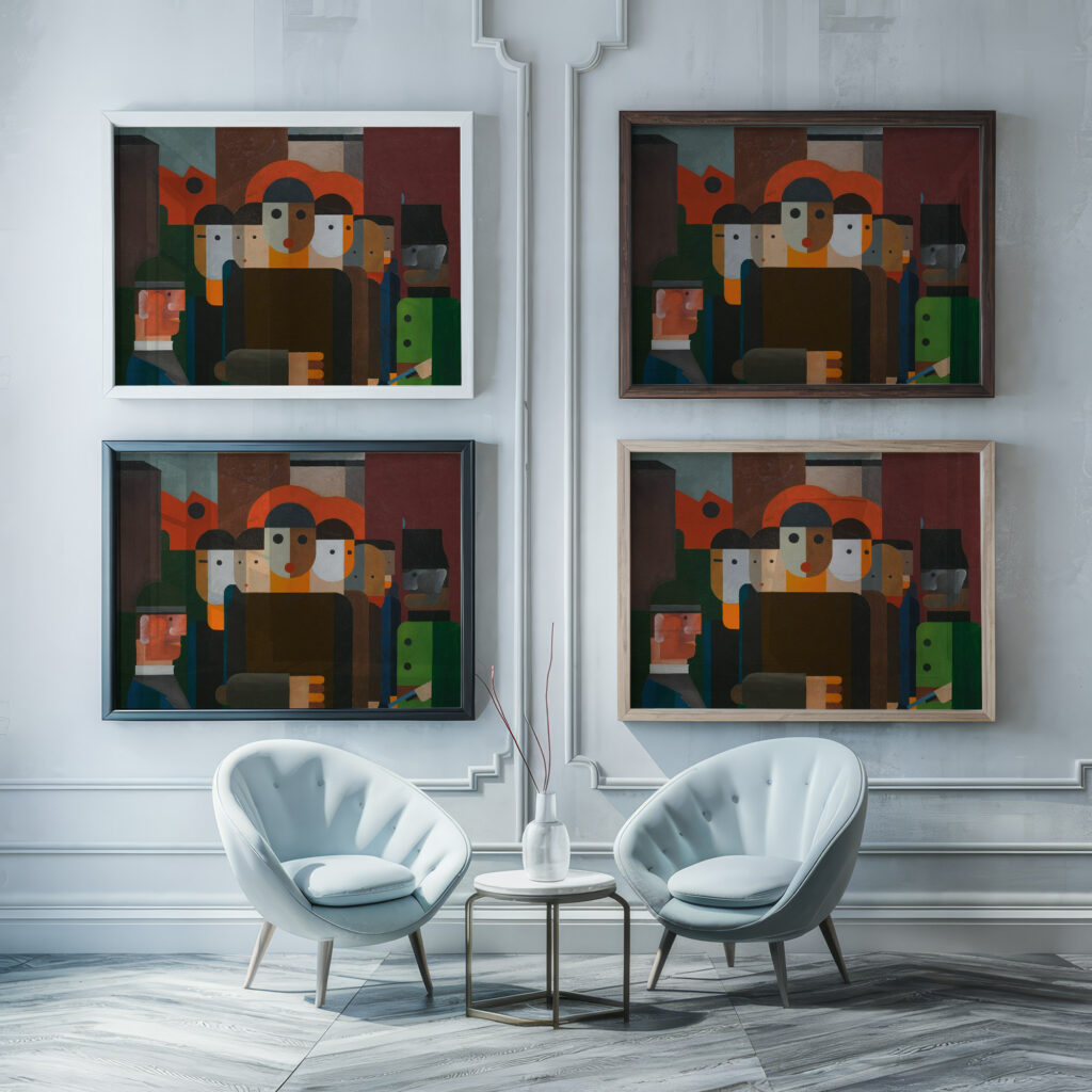 Demonstration 1925 Franz Wilhelm Seiwert framed posters mockup