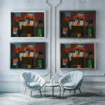 Demonstration 1925 Franz Wilhelm Seiwert framed posters mockup