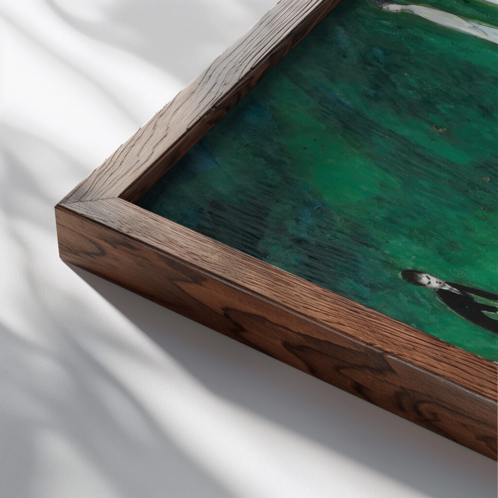 Den drunknade flickan I 1919 Nils Dardel close up dark wood mockup