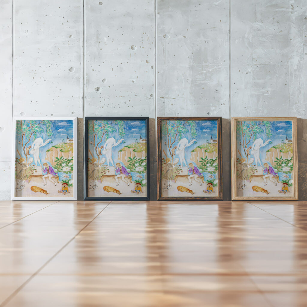 Den sonderslagna statyn II 1917 Nils Dardel framed posters mockup