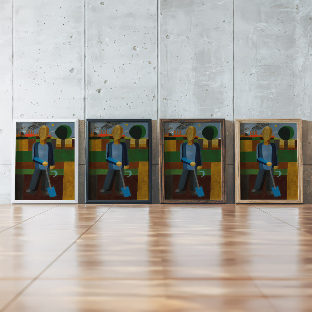 Der Gartner circa 1929 1930 Franz Wilhelm Seiwert framed posters mockup