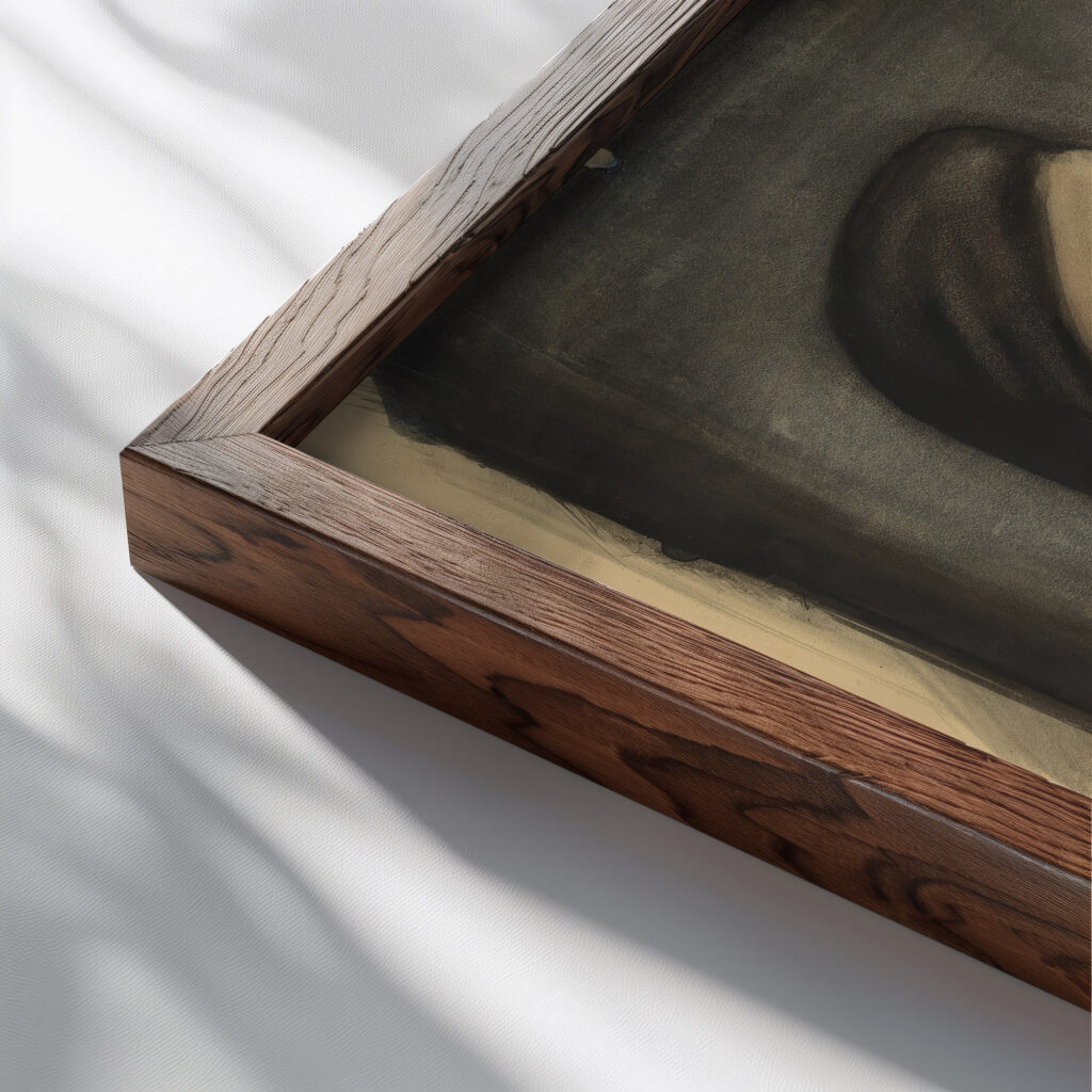 Der Junge und der Alte around 1930 Karl Wiener close up dark wood mockup