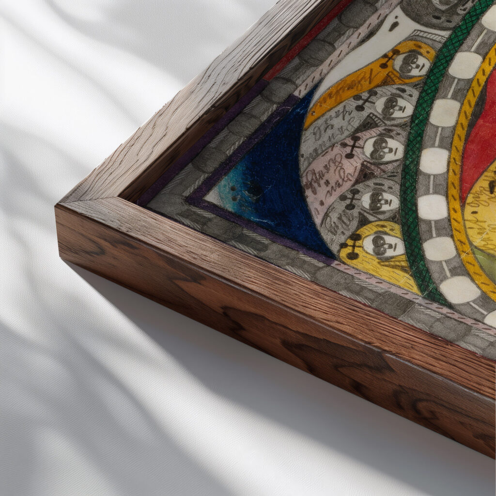 Der Napf 1916 Adolf Wolfli close up dark wood mockup