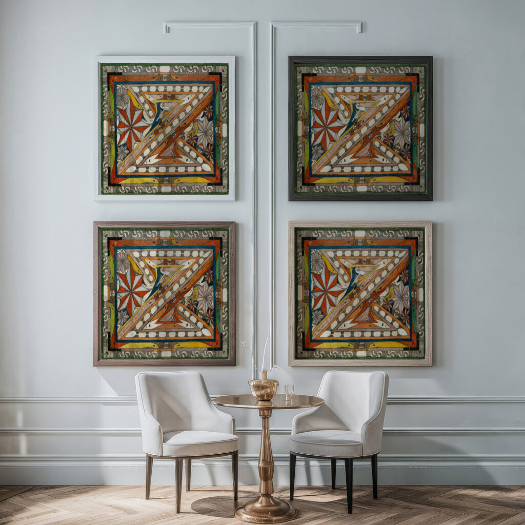 Der Quarantt Zohrn ditto Zohohrn und ditto Ziohn RiesenStarne 1919 Adolf Wolfli framed posters mockup