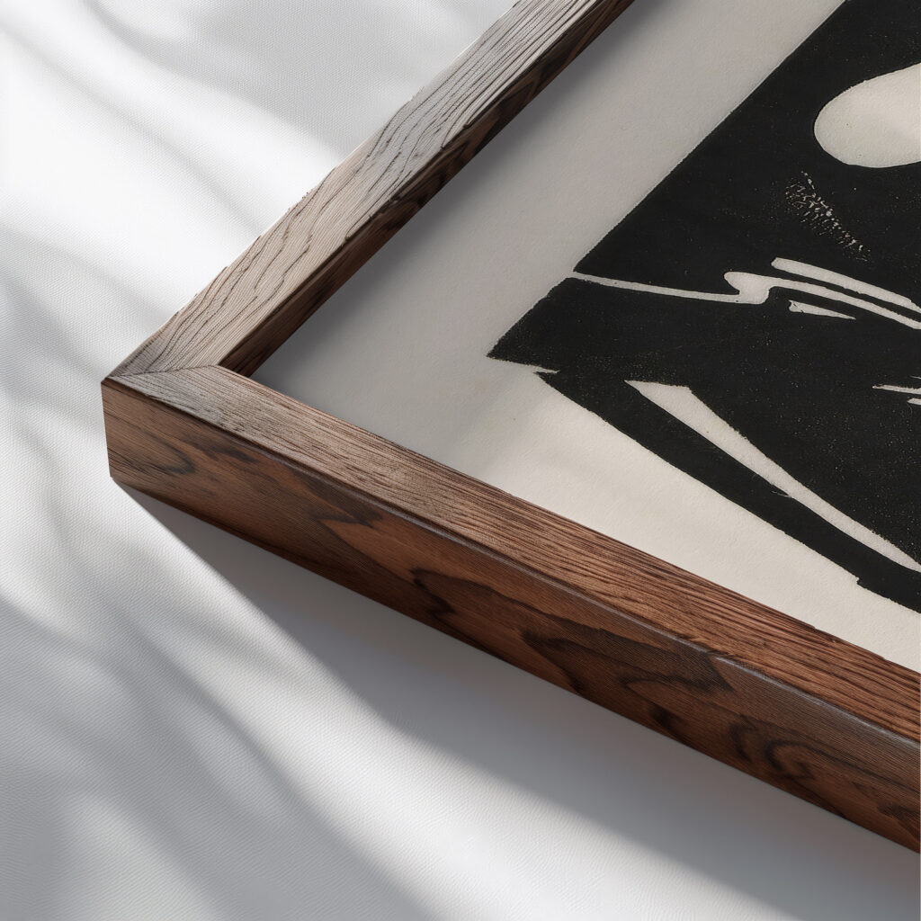 Der Stier 1912 Franz Marc close up dark wood mockup