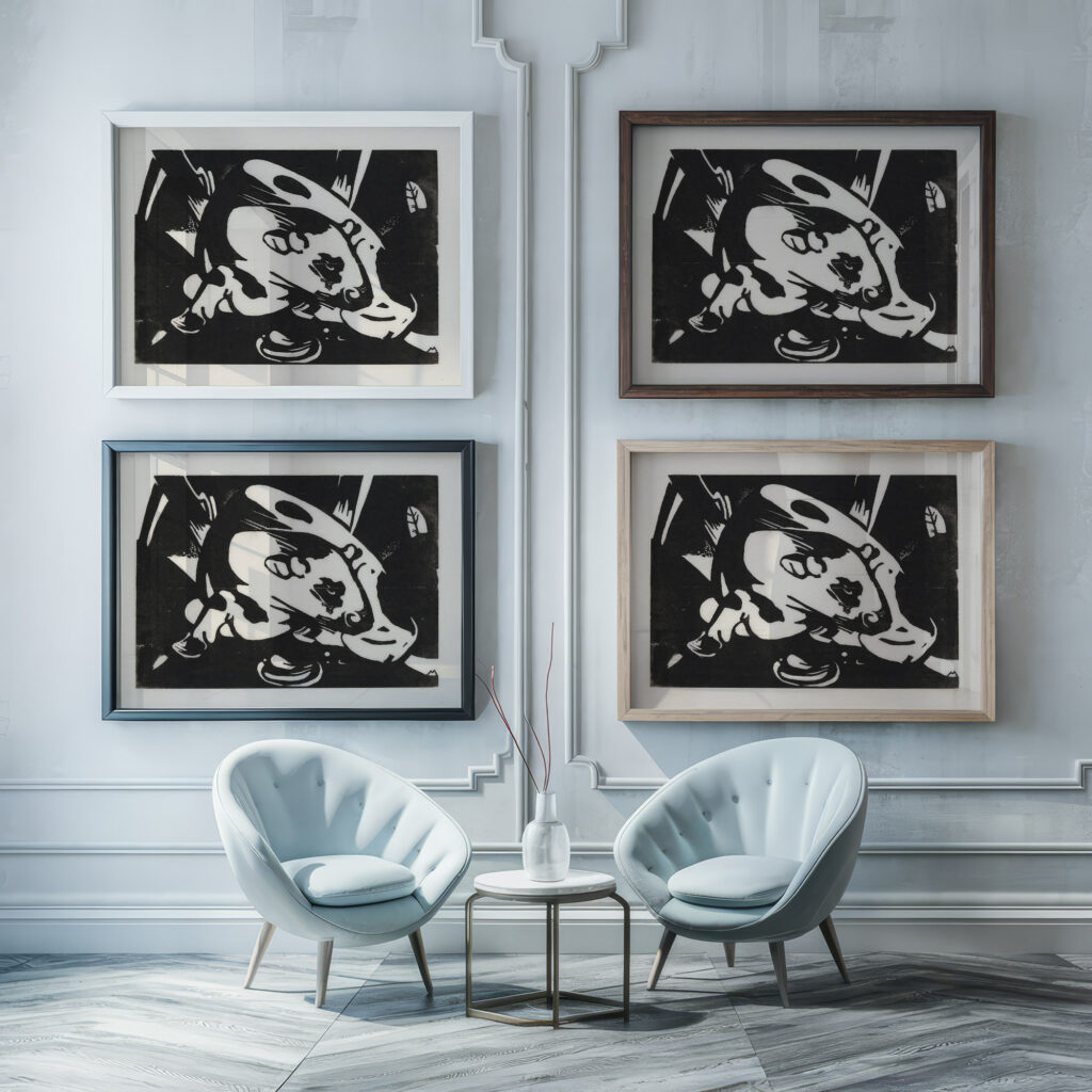 Der Stier 1912 Franz Marc framed posters mockup