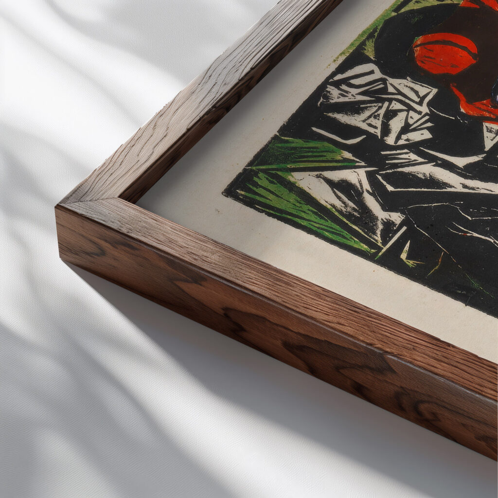 Der Verkauf des Schattens 1915 Ernst Ludwig Kirchner close up dark wood mockup